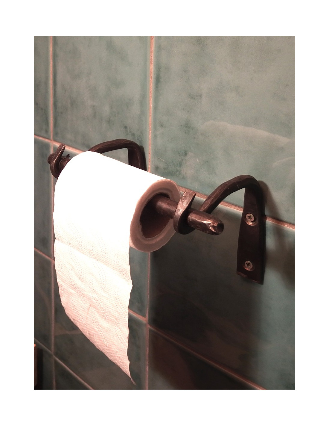 Dérouleur papier toilette WC avec réserve en métal vert kaki et noir  H66.5cm - RETIF